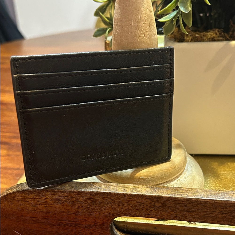 Doris&Jacky Black Leather Card minimalist card Holder